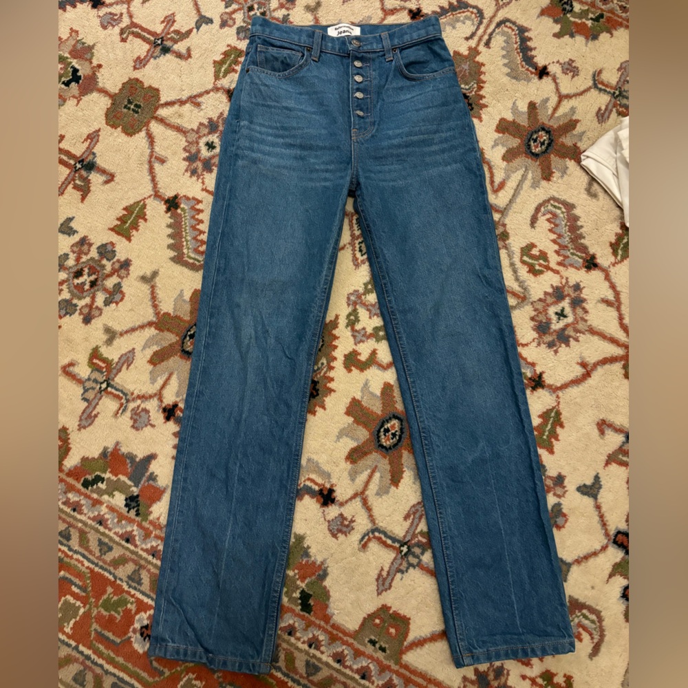 Reformation Straight Leg Jeans in Mid Blue